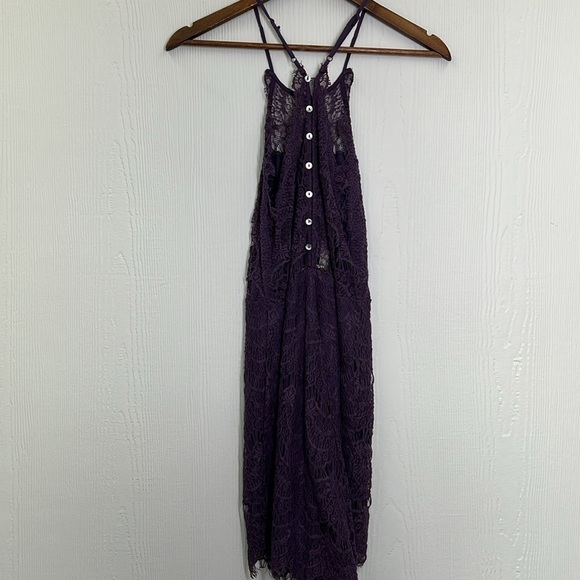 Free People - She Got It Eyelash Purple Lace Lined Spaghetti Strap Slip Dress M - Picture 12 of 13